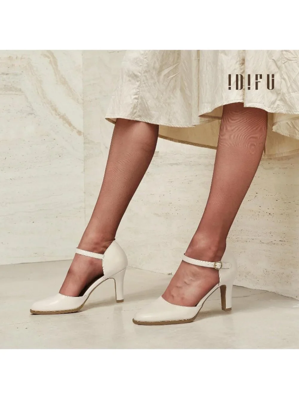Women's White Pu Closed Toe Chunky High Heel Comfortable Party Dress Pumps Shoes